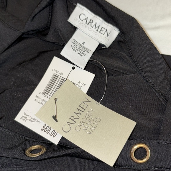 Carmen Marc Valvo blouse cold shoulder cutouts on short sleeves Size small NWT - Picture 7 of 8